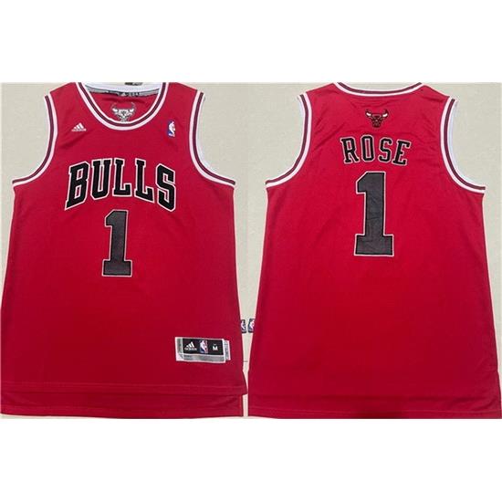 Men Chicago Bulls 1 Derrick Rose Red Stitched Basketball Jersey