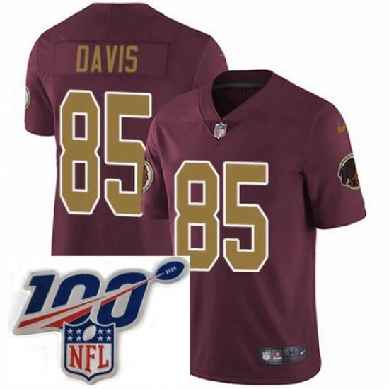 Mens Nike Washington Redskins 85 Vernon Davis Burgundy RedGold Number Alternate 80TH Anniversary Vapor Untouchable Limited Stitched 100th anniversary Neck
