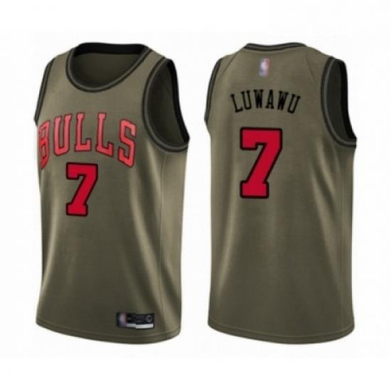 Mens Chicago Bulls 7 Timothe Luwawu Swingman Green Salute to Service Basketball Jersey