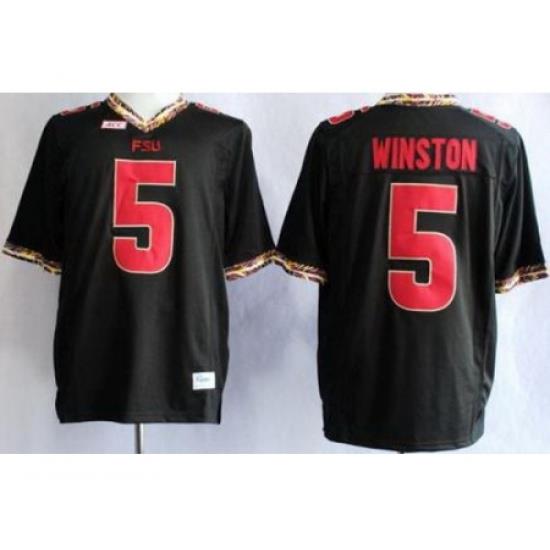 Florida State Seminoles FSU 5 Jameis Winston Black NCAA Jerseys