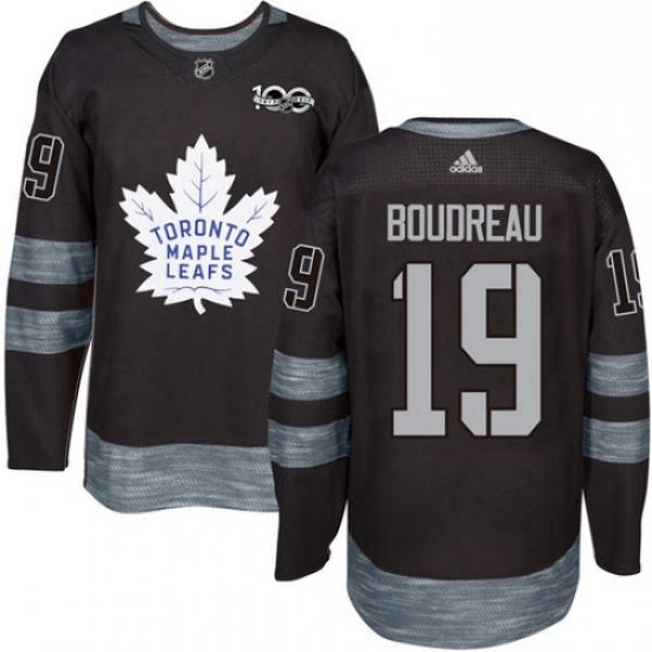 Mens Adidas Toronto Maple Leafs 19 Bruce Boudreau Authentic Black 1917 2017 100th Anniversary NHL Jersey