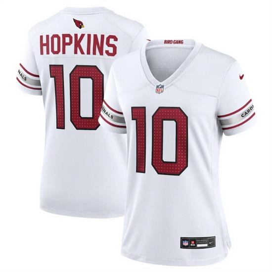 Women Arizona Cardinals 10 DeAndre Hopkins New White Stitched Game Jersey