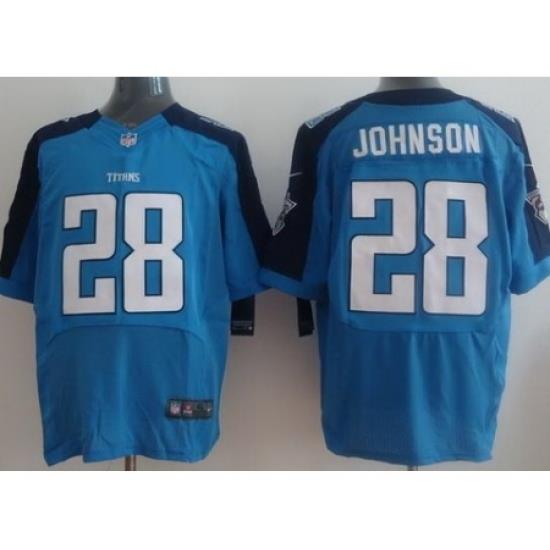 Nike Tennessee Titans 28 Chris Johnson Light Blue Elite Nike NFL Jersey