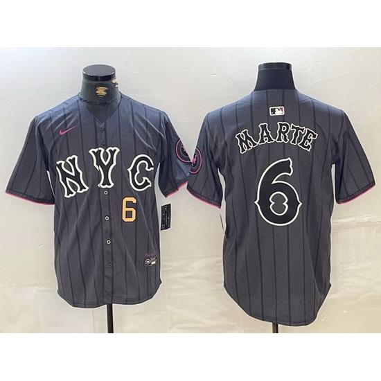 Men New York Mets Graphite 2024 City Connect Limited Stitched Baseball Jersey 2