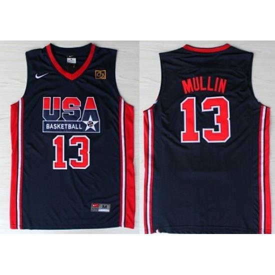 1992 Olympics Team USA 13 Chris Mullin Navy Blue Swingman Jersey