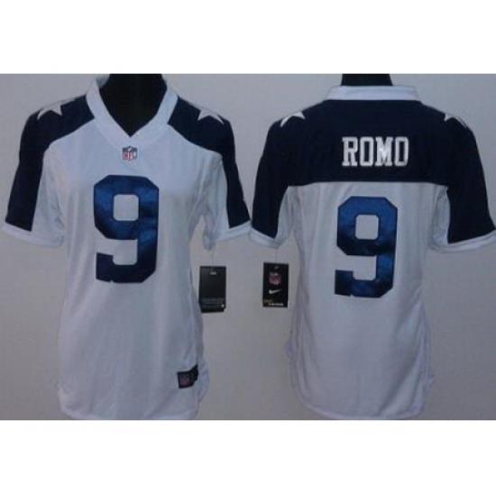 Women Nike Dallas Cowboys 9 Tony Romo White Thanksgivings LIMITED NFL Jerseys