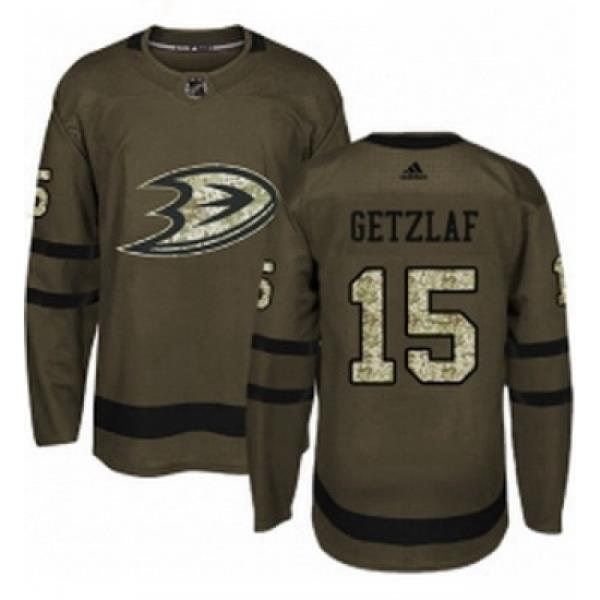 Youth Adidas Anaheim Ducks 15 Ryan Getzlaf Authentic Green Salute to Service NHL Jersey