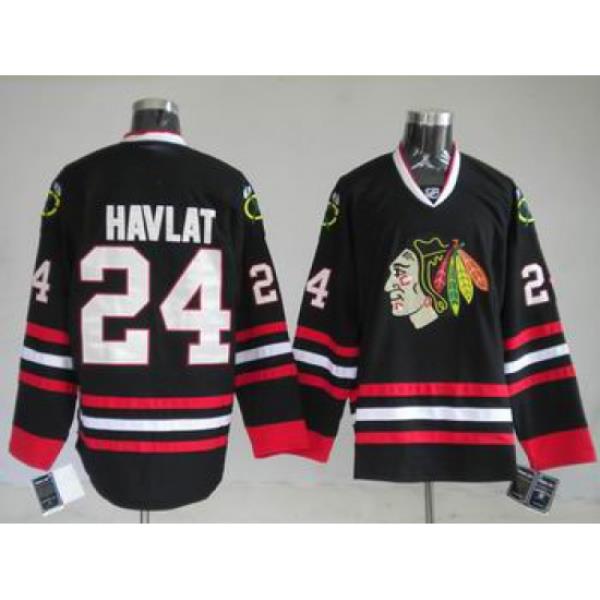 Chicago Blackhawks #24 Martin Havlat Black hockey Jersey