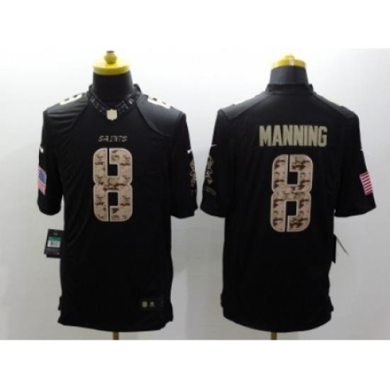 Nike New Orleans Saints 8 manning Black Limited Salute to Service NFL Jersey