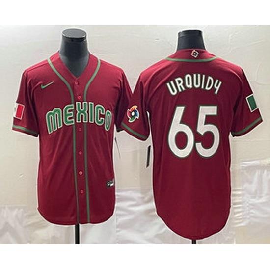Men's Mexico Baseball #65 Giovanny Gallegos 2023 Red World Classic Stitched Jerseys