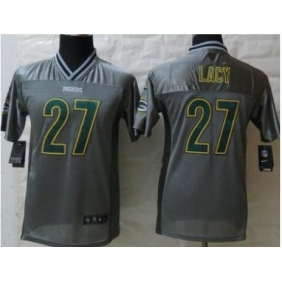 Youth Nike Green Bay Packers 27 Eddie Lacy Elite Grey Vapor NFL Jerseys