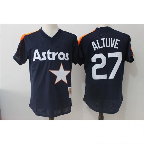 Men Mitchell and Ness 1988 Houston Astros 27 Jose AltuveJose altuve Navy Blue ThroWback MLB Jersey