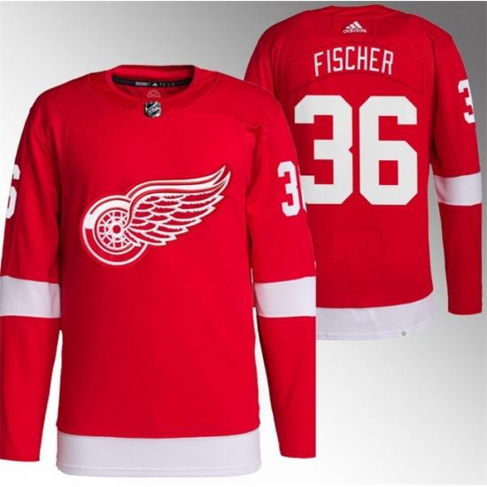 Men Detroit Red Wings 36 Christian Fischer Red Stitched Jersey