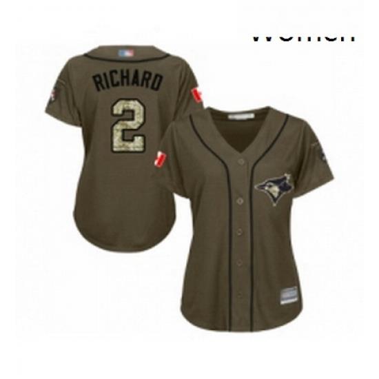 Womens Toronto Blue Jays 2 Clayton Richard Authentic Green Salute to Service Baseball Jersey