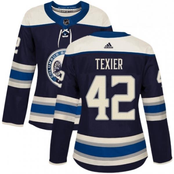 Womens Adidas Columbus Blue Jackets 42 Alexandre Texier Authentic Navy Blue Alternate NHL Jersey