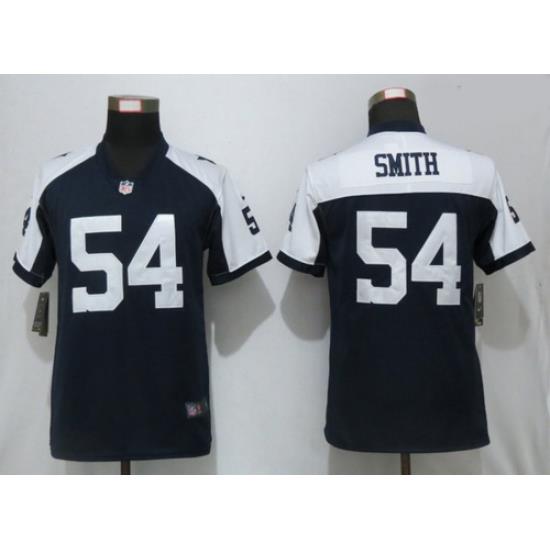 Women Nike Cowboys 54 Jaylon Smith Navy Throwback Women Vapor Untouchable Limited Jersey