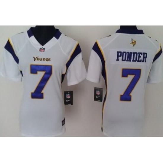 Women Nike Minnesota Vikings 7# Christian Ponder White Nike NFL Jerseys