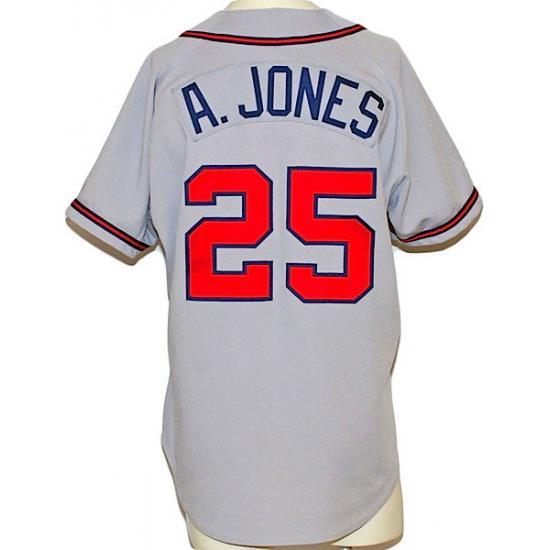 Men Nike Atlanta Braves 25 AndruW Jones White Gray Base Stitched Jersey