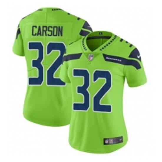 Womens Nike Seattle Seahawks 32 Chris Carson Limited Green Rush Vapor Untouchable NFL Jersey