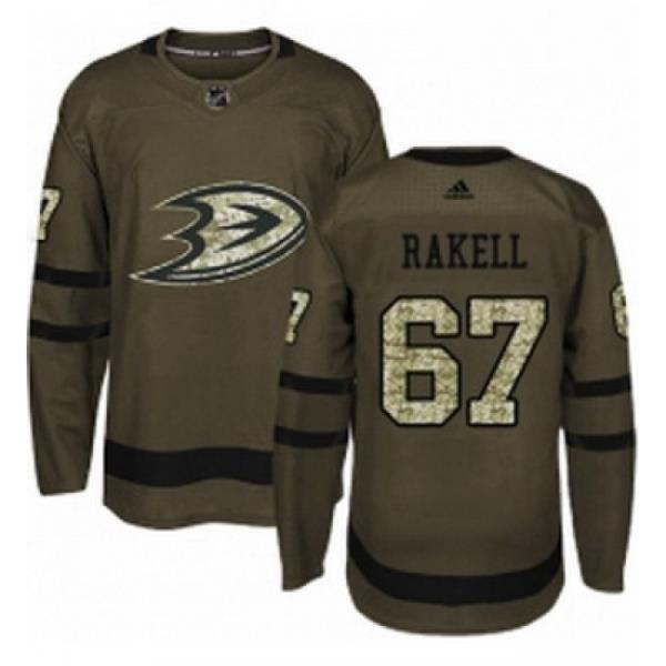 Youth Adidas Anaheim Ducks 67 Rickard Rakell Authentic Green Salute to Service NHL Jersey