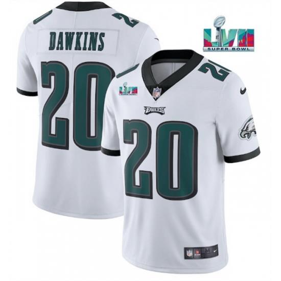 Men Women Youth Toddler Philadelphia Eagles 20 Brian Dawkins White Super Bowl LVII Patch Vapor Untouchable Limited Stitched Jersey