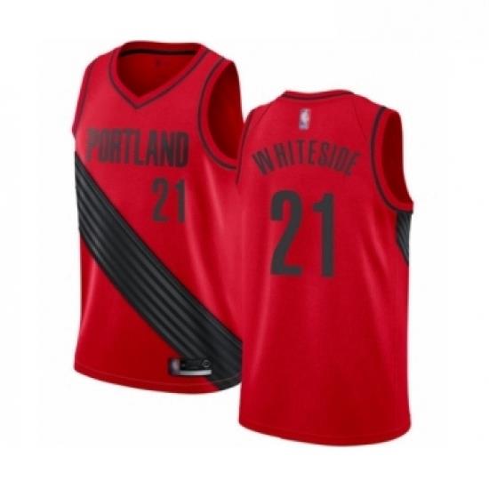 Youth Portland Trail Blazers 21 Hassan Whiteside Swingman Red Basketball Jersey Statement Edition