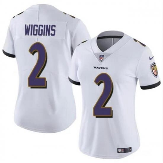 Women Baltimore Ravens 2 Nate Wiggins White 2024 Draft Football Jersey