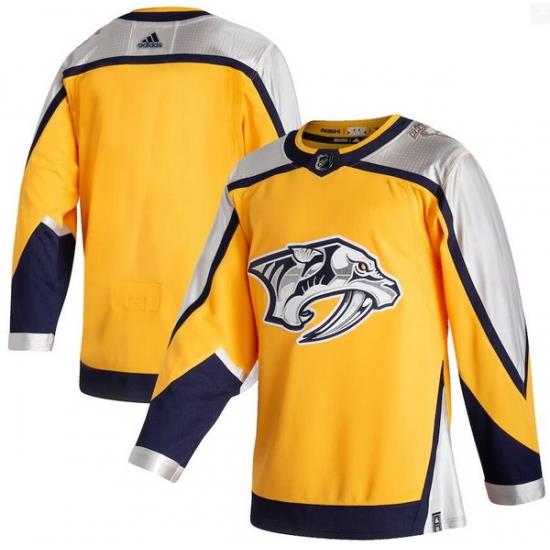 Men Nashville Predators Blank Yellow 2020 21 Reverse Retro Adidas Jersey