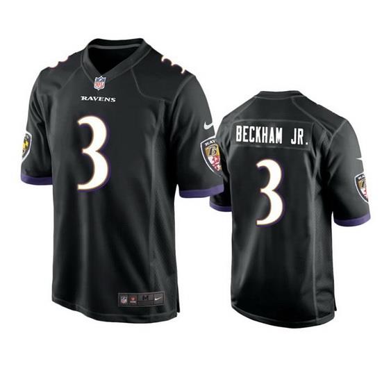 Youth Baltimore Ravens 3 Odell Beckham Jr  Black Stitched Game Jersey