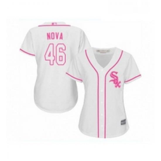 Womens Chicago White Sox 46 Ivan Nova Replica White Fashion Cool Base Baseball Jersey