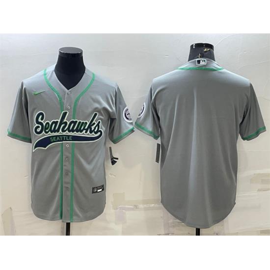 Men Seattle Seahawks Blank Grey With Patch Cool Base Stitched Baseball Jersey