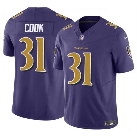 Youth Baltimore Ravens 31 Dalvin Cook Purple 2024 F U S E  Color Rush Stitched Jersey