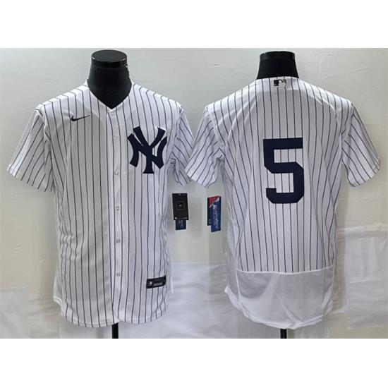 Men NeW York Yankees 5 Joe DiMaggio White Flex Base Stitched Baseball Jersey