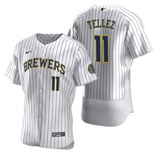 Men MilWaukee BreWers 11 RoWdy Tellez White Flex Base Stitched MLB Jerse