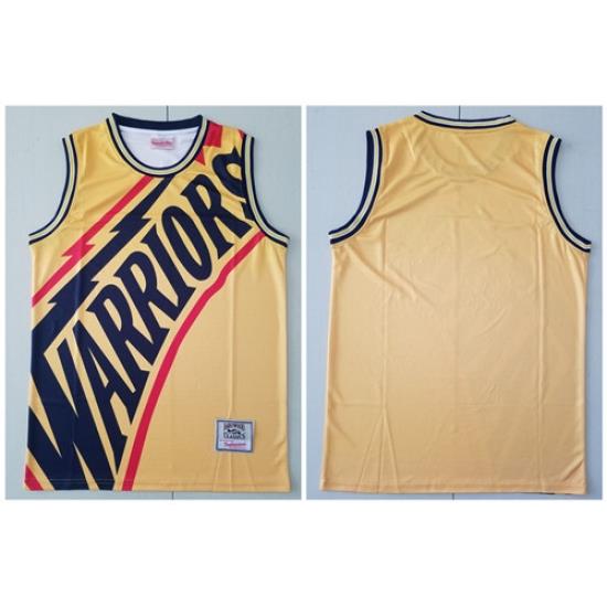 Warriors Big Face Yellow Hardwood Classics Swingman Jersey