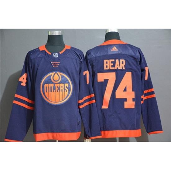 Oilers 74 Ethan Bear Navy Adidas Jersey