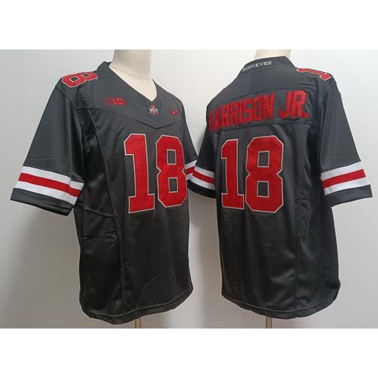 Men Ohio State Buckeyes 18 Marvin Harrison Jr. Black F U S E College Football Jersey