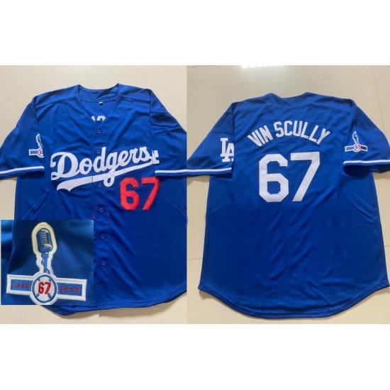 Men Los Angeles Dodgers 67 Vin Scully Blue ThroWback 1950 2016 Jersey