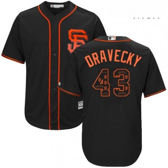 Mens Majestic San Francisco Giants 43 Dave Dravecky Authentic Black Team Logo Fashion Cool Base MLB Jersey