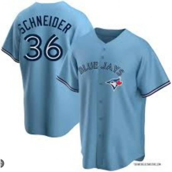 Youth Davis Schneider Toronto Blue Jays Powder Stitched Jersey Blue
