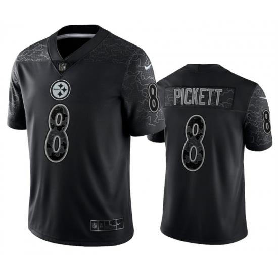 Men Pittsburgh Steelers 8 Kenny Pickett Black Reflective Limited Stitched Jersey