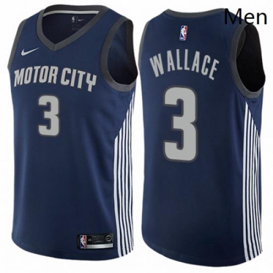 Mens Nike Detroit Pistons 3 Ben Wallace Authentic Navy Blue NBA Jersey City Edition