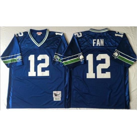 Mitchell&Ness Seahawks 12 Fan Blue Throwback Stitched NFL Jersey