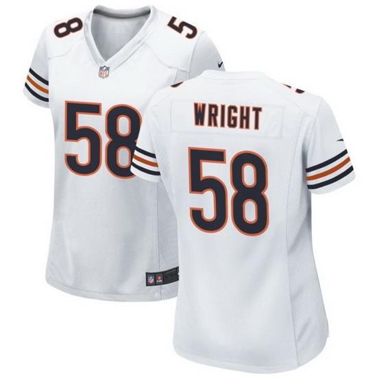 Women Chicago Bears 58 Darnell Wright White 2023 Draft Stitched Game Jersey