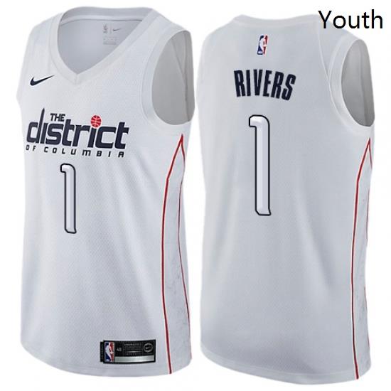 Youth Nike Washington Wizards 1 Austin Rivers Swingman White NBA Jersey City Edition
