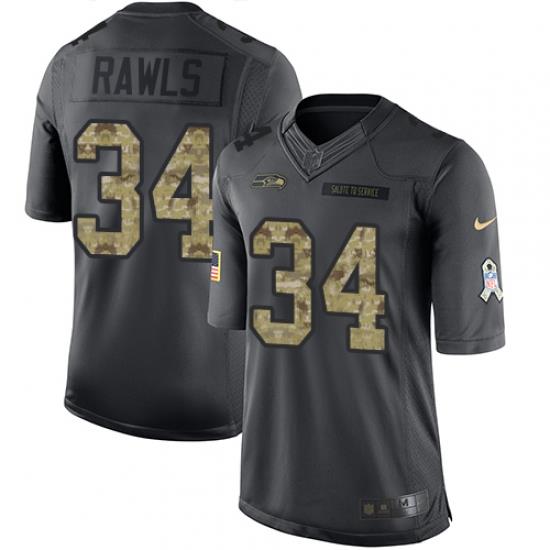 Nike SeahaWks #34 Thomas RaWls Black Youth Stitched NFL Limited 2016 Salute to Service Jersey