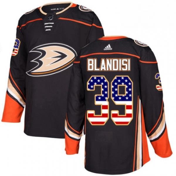 Mens Adidas Anaheim Ducks 39 Joseph Blandisi Authentic Black USA Flag Fashion NHL Jersey