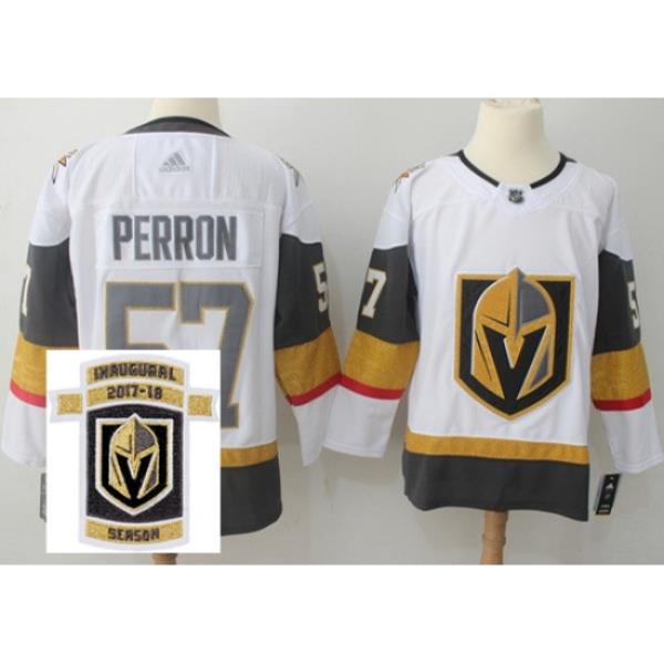 Adidas Golden Knights #57 David Perron White Road Authentic Stitched NHL Inaugural Season Patch Jersey