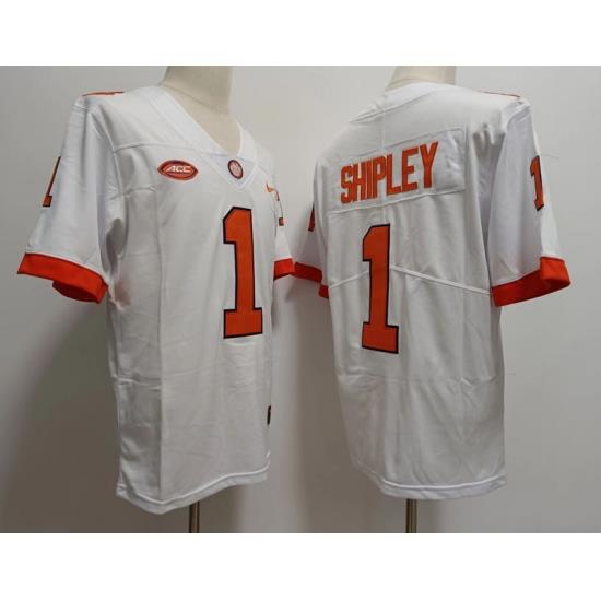 Men Clemson Tigers #1 Will Shipley College White Football Game Jersey
