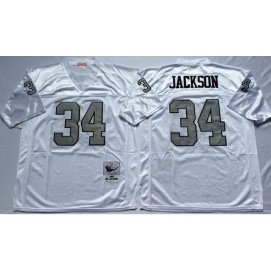 Mitchell And Ness Raiders #34 Bo Jackson White Throwback Stitched NFL Jersey